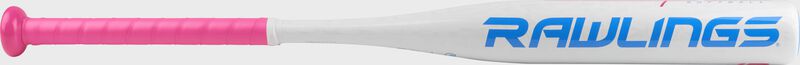 FP8E12 Eclipse softball bat with a white barrel and blue/pink accents