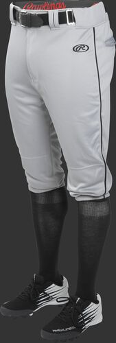Front of Rawlings Blue Gray/Black Youth Launch Piped Knicker Baseball Pant - SKU #YLNCHKPP-BG/B-88