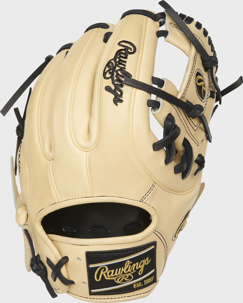 Camel back of an 11.5" Heart of the Hide R2G I-web glove with a black Rawlings patch - SKU: PROR314-2C loading=