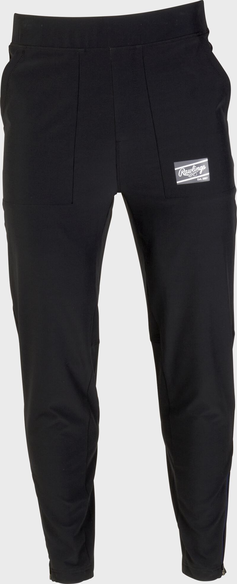 Front of a black pair of Rawlings ColorSync athletic joggers - SKU: CSJOG-B
