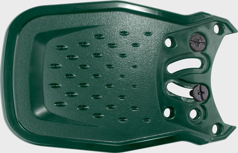 A dark green Rawlings RX2 Reverse adjustable batting helmet extension with the mounting holes loading=