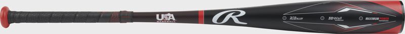 A black/red Rawlings 5150 bat - SKU: RUS3511