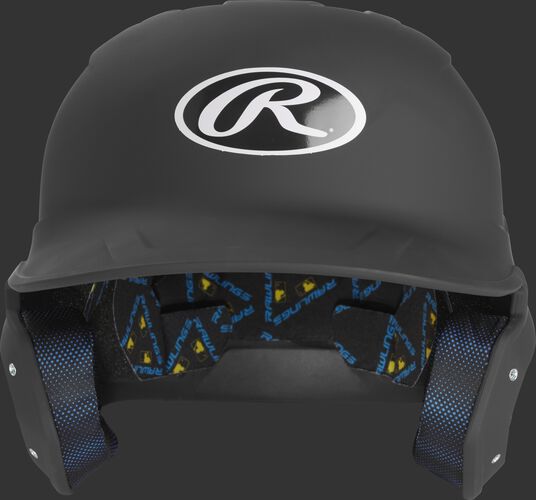 MCH07A Mach batting helmet with a matte black shell and Oval R logo on the front