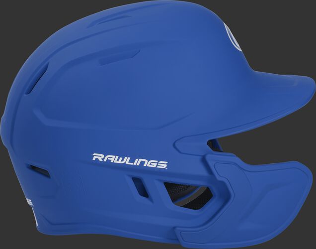 Right side of a MACHEXTL Rawlings MACH helmet with EXT extension piece for left hand batters