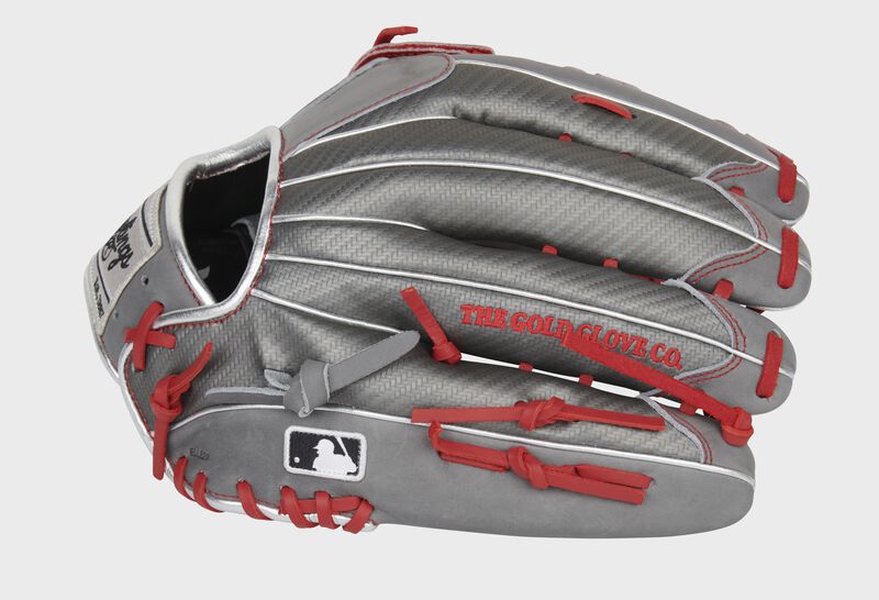 Hyper Shell finger backs of an exclusive Heart of the Hide outfield glove with the MLB logo on the pinkie - SKU: PRO3039-6GCFS loading=