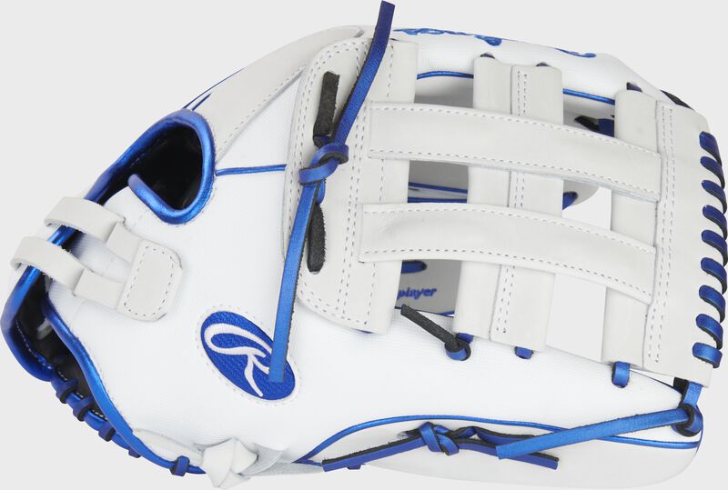 Thumb of a white/royal Liberty Advanced 13" outfield softball glove with a white H web - SKU: RLA130-6WSS