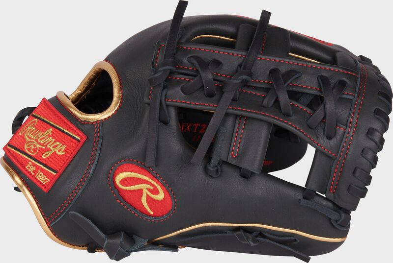 Thumb of a dark shadow NXT Series 11.5" ContoUR Fit infield glove with a split, laced single post web