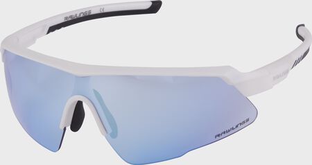 Adult White/Blue Half-Rim Shield Sunglasses