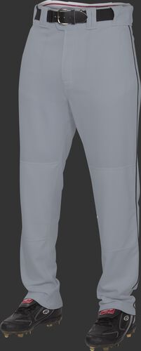Front of Rawlings Blue Gray/Black Youth Semi-Relaxed Piped Pant - SKU #YPRO150P-BG/DG-90