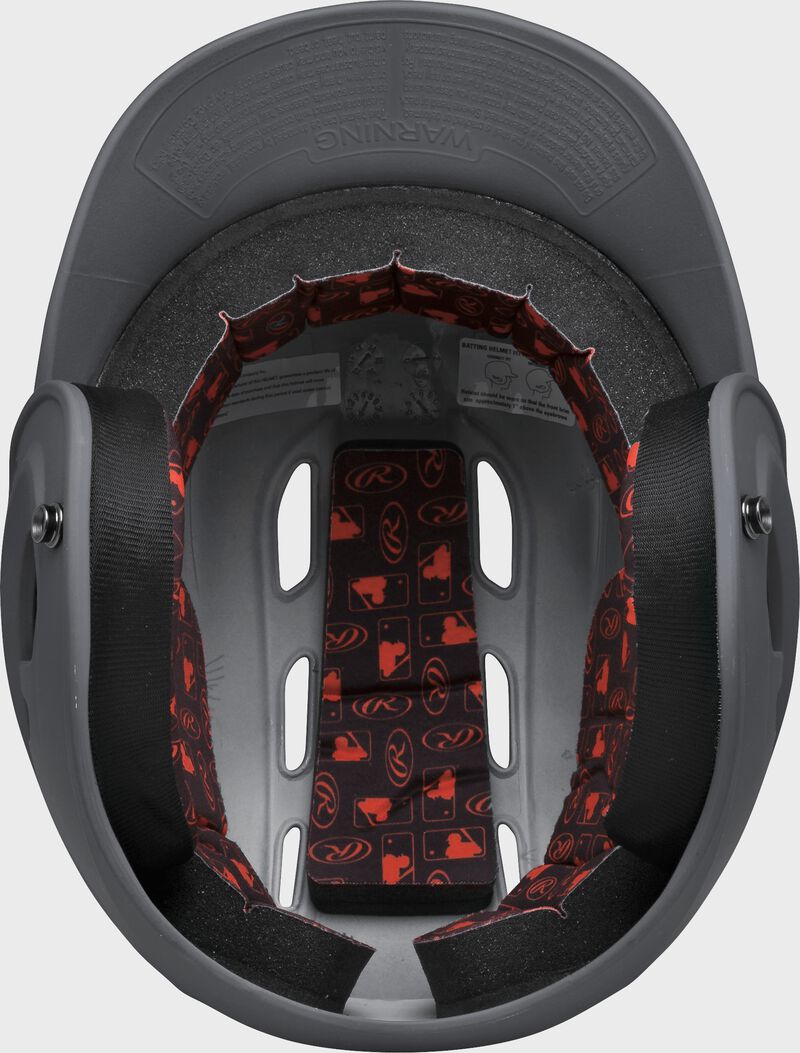 Inside view of Graphite Rawlings Velo Matte Batting Helmet - SKU: R16M