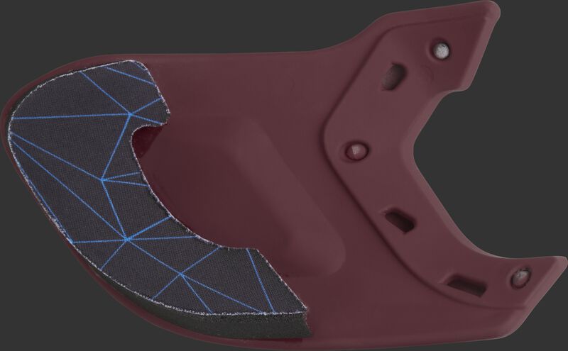Padding on the inside of a maroon MEXTR Mach batting helmet extension