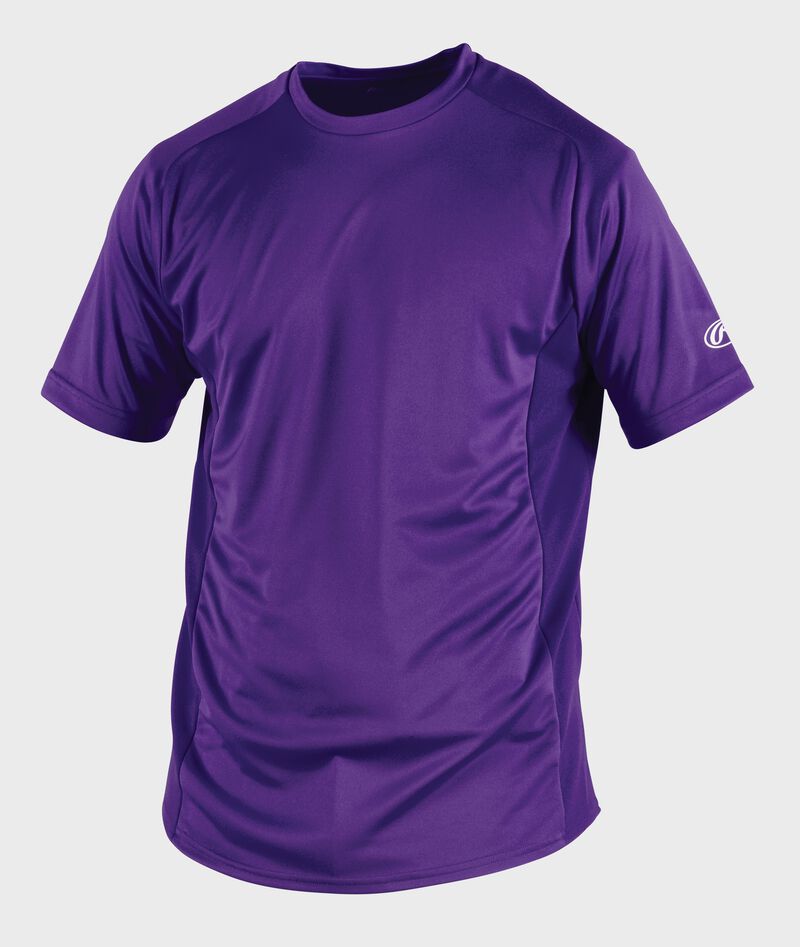 Front of Rawlings Adult Purple Short Sleeve Shirt - SKU #SSBASE loading=