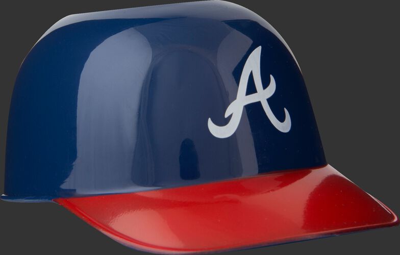Front of Rawlings Navy and Red MLB Atlanta Braves Snack Size Helmets With Team Logo SKU #01950005121