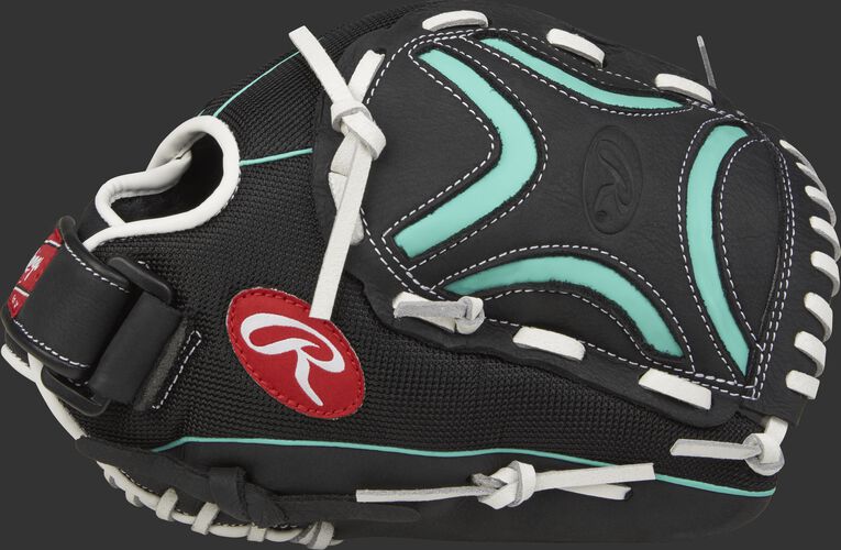 Thumb view of a black CL120BMT Champion Lite 12-inch outfield glove with a black/mint Decorative X web