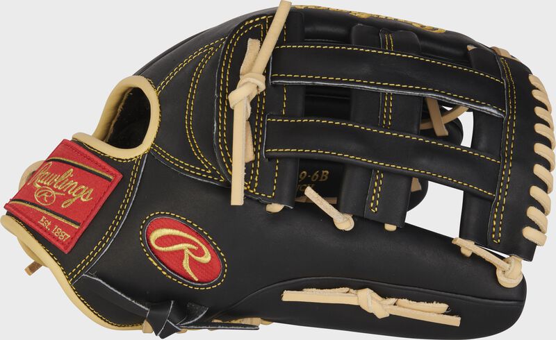 Thumb of a black Select Professional Series 12.5" outfield glove with a black H-web - SKU: SPS3028-6B