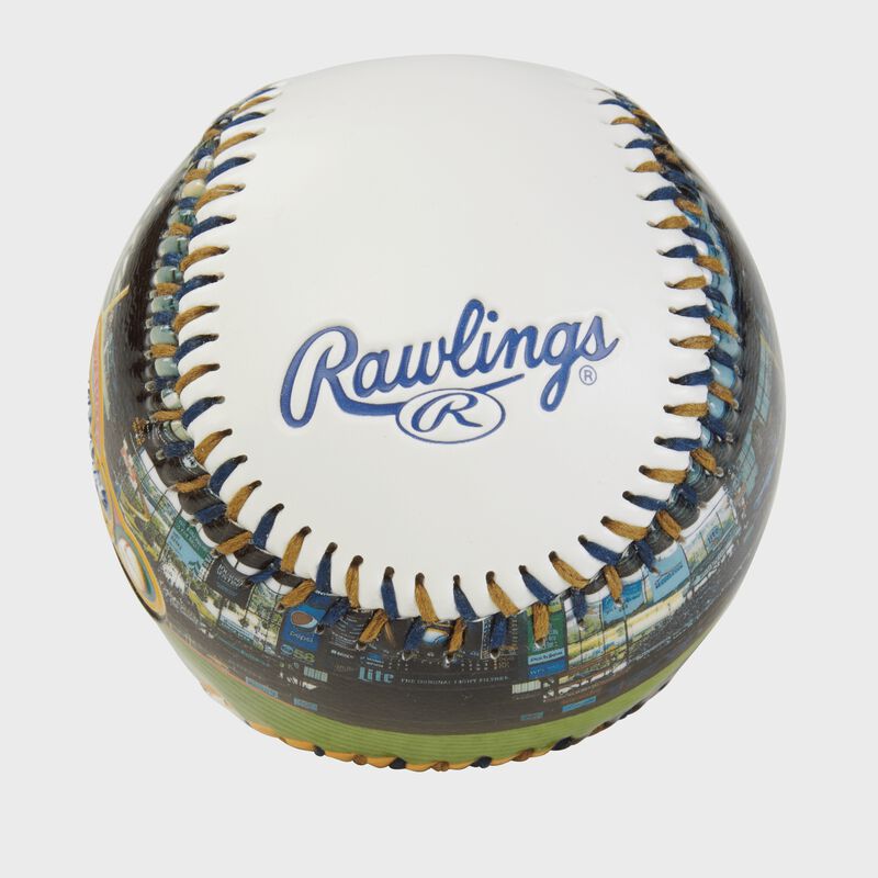 Rawlings logo on a Milwaukee Brewers team stadium ball