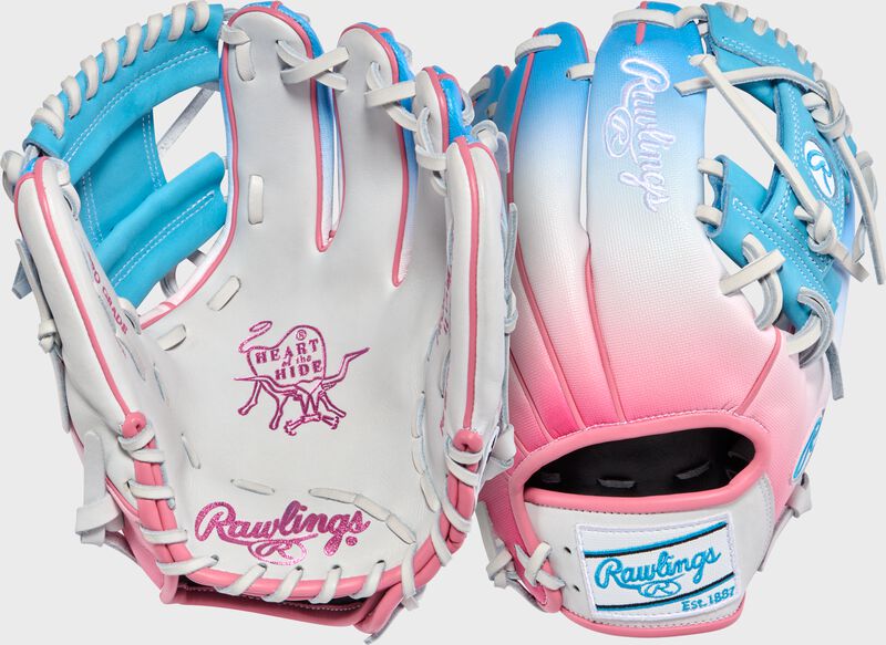 Exclusive Heart of the Hide 11.5-Inch Pink/Columbia Blue infield Glove, Right Hand Throw