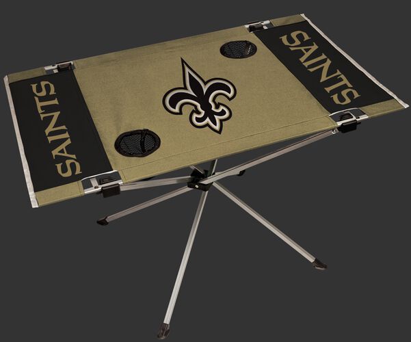 Rawlings Gold and Black NFL New Orleans Saints Endzone Table With Two Cup Holders, Team Logo, and Team Name SKU #03391077111