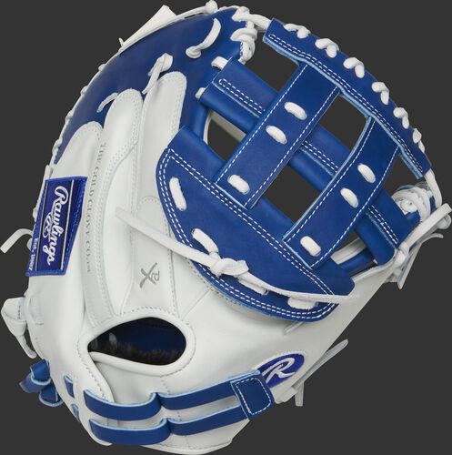 RLACM33FPR 33-inch Liberty Advanced catcher's mitt with a white back and adjustable pull strap