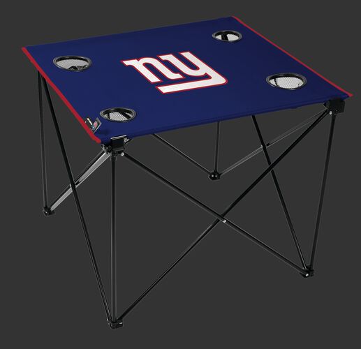 Rawlings Blue NFL New York Giants Deluxe Tailgate Table With Four Cup Holders and Team Logo Printed In The Middle SKU #00701078111