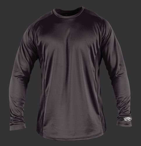 Front of Rawlings Gray Adult Long Sleeve Shirt - SKU #LSBASE