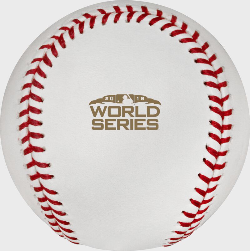 The 2018 MLB World Series logo stamped on the WSBB18DL 2018 World Series dueling baseball