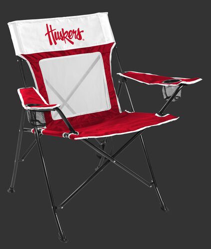 Front of Rawlings Red and White NCAA Nebraska Cornhuskers Game Changer Chair With Team Logo SKU #00643089111
