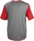 Back of a gray Rawlings Hurler short sleeve shirt with scarlet sleeves - SKU: HSSP-GR/S image number null