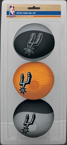 Rawlings Black, Brown, and Grey NBA San Antonio Spurs Three-Point Softee Basketball Set With Team Logo SKU #03524212114