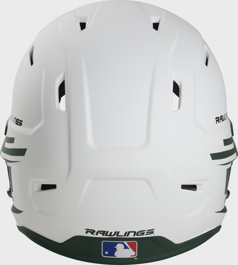 Back view of Rawlings Mach Ice Softball Batting Helmet, Dark Green - SKU: MSB13