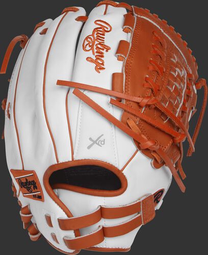 Back view of a RLA125-18WO 12.5-inch Liberty Advanced outfield/pitcher's glove with a white back and Pull-Strap back design