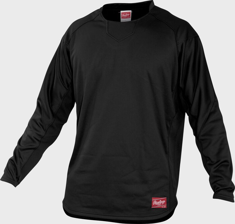 Front of Rawlings Black Adult Long Sleeve Shirt - SKU #UDFP3