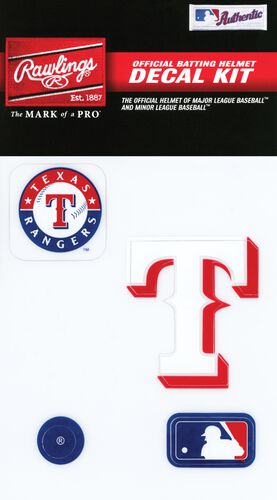 Rawlings MLB Texas Rangers Decal Kit With Team Logo, MLB Logo, and Texas T SKU #MLBDC-TEX