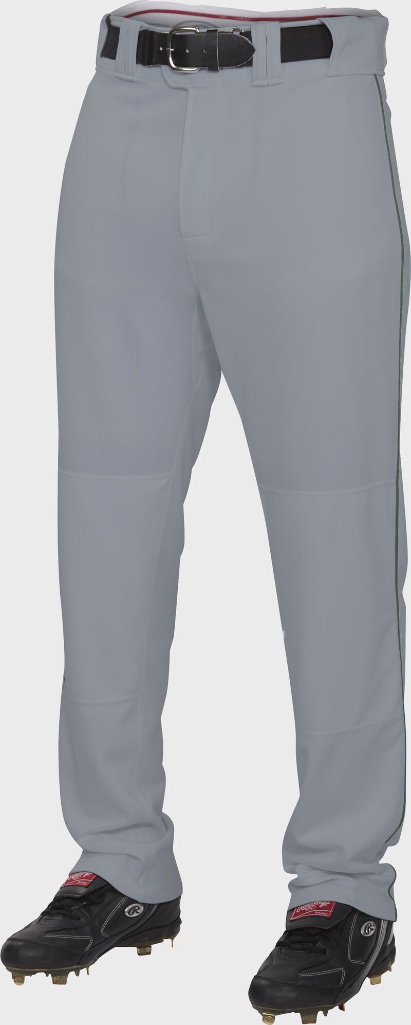 Front of Rawlings Blue Gray/Dark Green Adult Semi-Relaxed Piped Pant - SKU #PRO150P-BG/DG