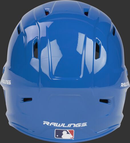 Back of a royal MACH high performance junior helmet with the Official Batting Helmet of MLB logo