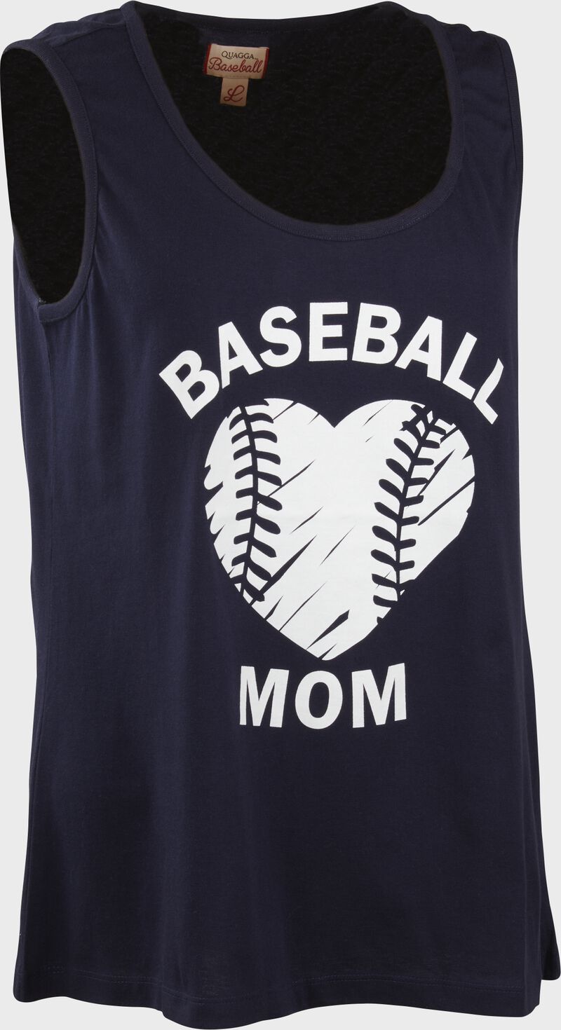 Angle view of a navy Baseball Mom tank top shirt - SKU: P30269