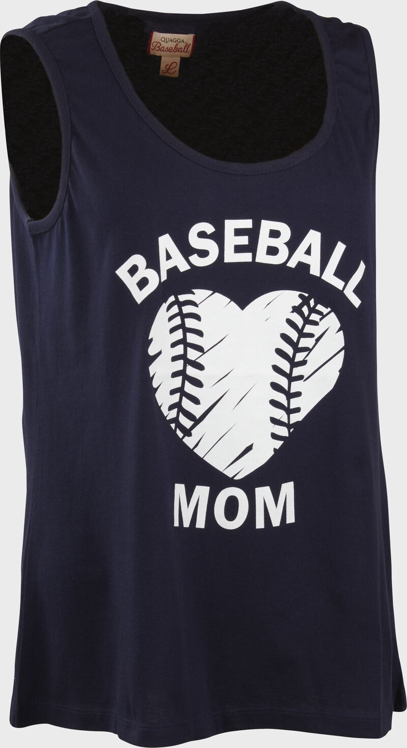 Angle view of a navy Baseball Mom tank top shirt - SKU: P30269 loading=
