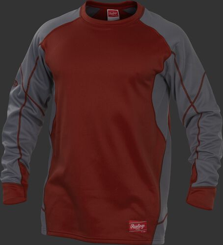 Cardinal UDFP4 Dugout fleece pullover jacket with grey sleeves and cardinal stitching