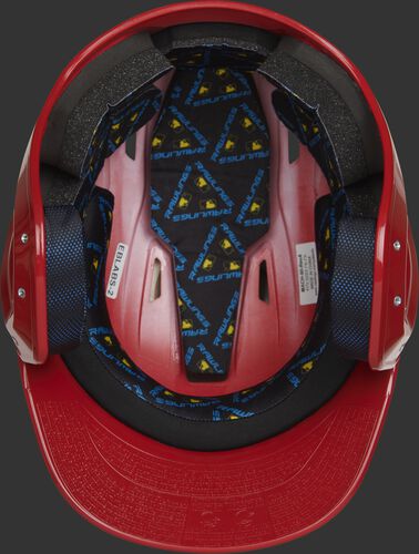 Inside of a scarlet MCH01A high school Mach helmet with black foam padding