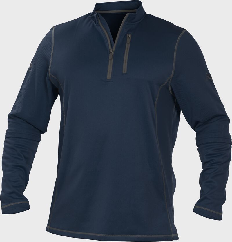 TECH2 Navy Rawlings quarter-zip fleece pullover with graphite chest pocket zipper