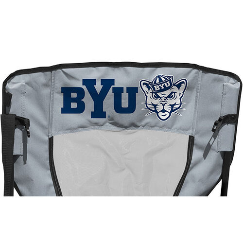 Back of Rawlings Navy and Grey NCAA Brigham Young Cougars High Back Chair With Team Name SKU #09403008518