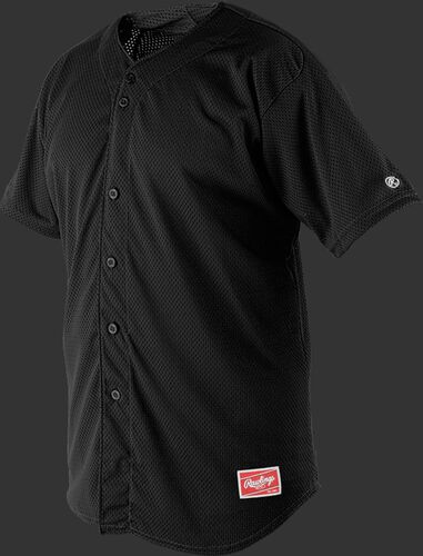 Front of Rawlings Black Adult Short Sleeve Jersey - SKU #RBJ167