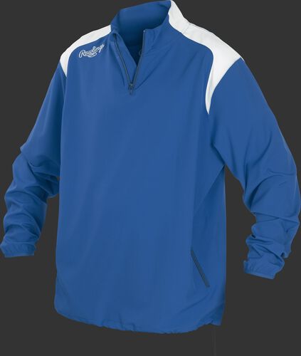 Front of Rawlings Royal Adult Long Sleeve Quarter-Zip Jacket - SKU #FORCEJ-B-88
