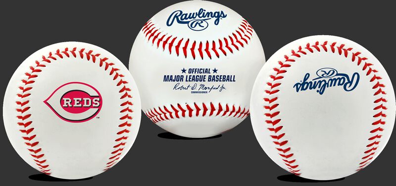 3 views of a MLB Cincinnati Reds baseball