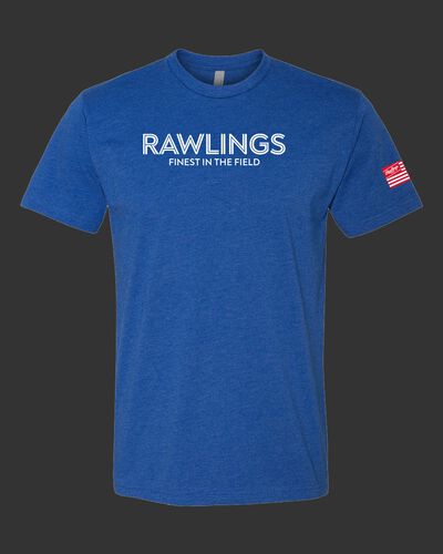 A royal Rawlings Finest in the Field short sleeve shirt with a white logo and lettering on the chest - SKU: RSGTT-R