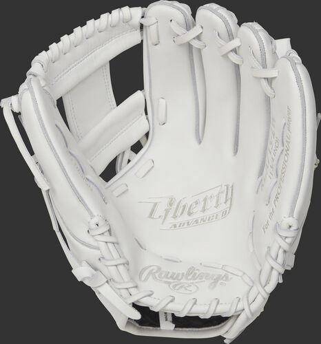 RLA715-2W Rawlings 11.75-inch softball infield glove with a white palm and white laces