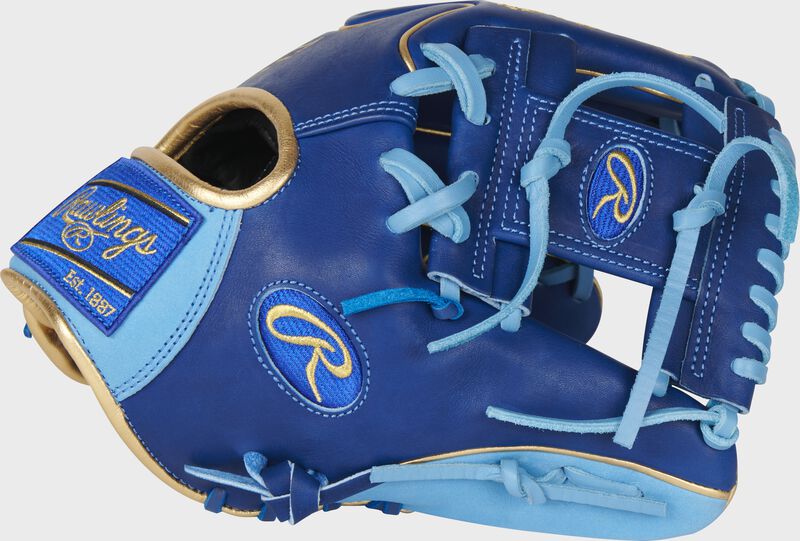 Thumb of a royal/columbia blue Exclusive Heart of the Hide I-web infield glove with a royal web - SKU: PRO204W-2R loading=