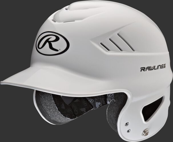 A white Coolflo batting helmet with an Oval-R logo on the front - SKU: RCFH