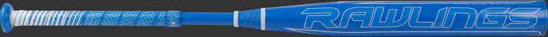 Rawlings logo on a -10 Mantra fastpitch bat with a light blue barrel and grip - SKU: FP1M10