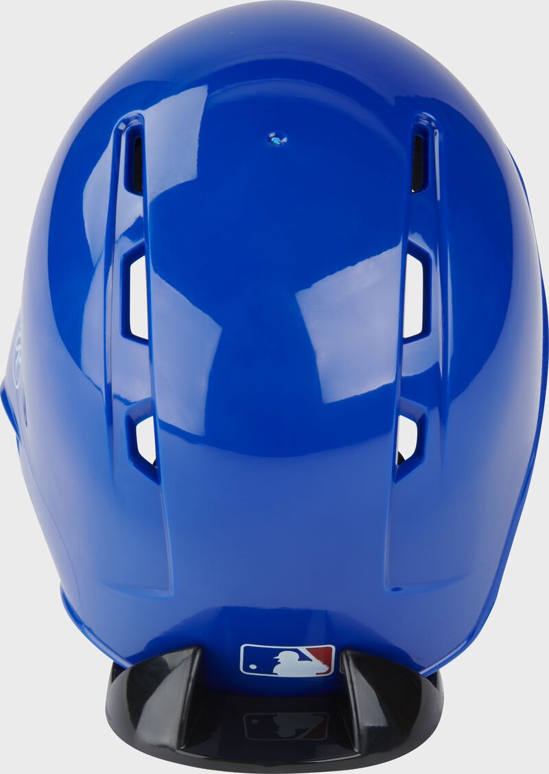 Back of a blue Rangers mini replica helmet